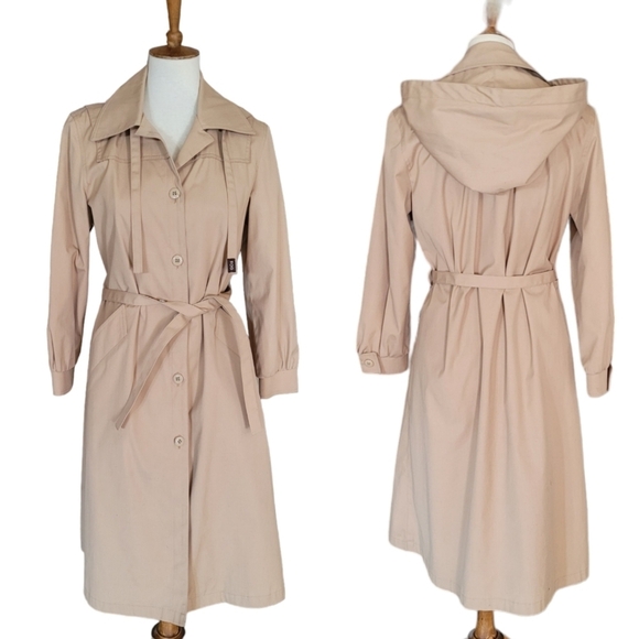 London Fog Jackets & Blazers - London Fog Vintage Khaki Hooded Trench Coat